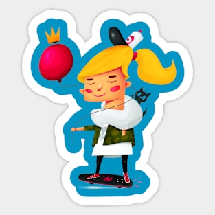 Happy Girl on skate Sticker